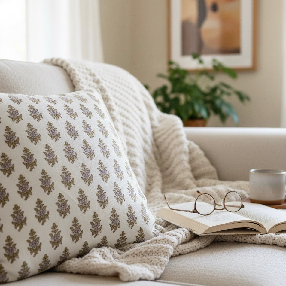 Lila Lumbar Cushion Cover in Lilac Mist