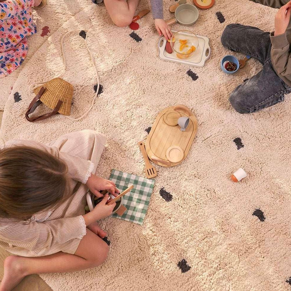 Sprinkle Washable Round Cotton Rug in Dark Grey