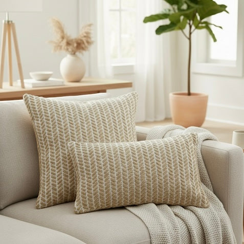 Barley Cushion Cover in Beige/ Ivory