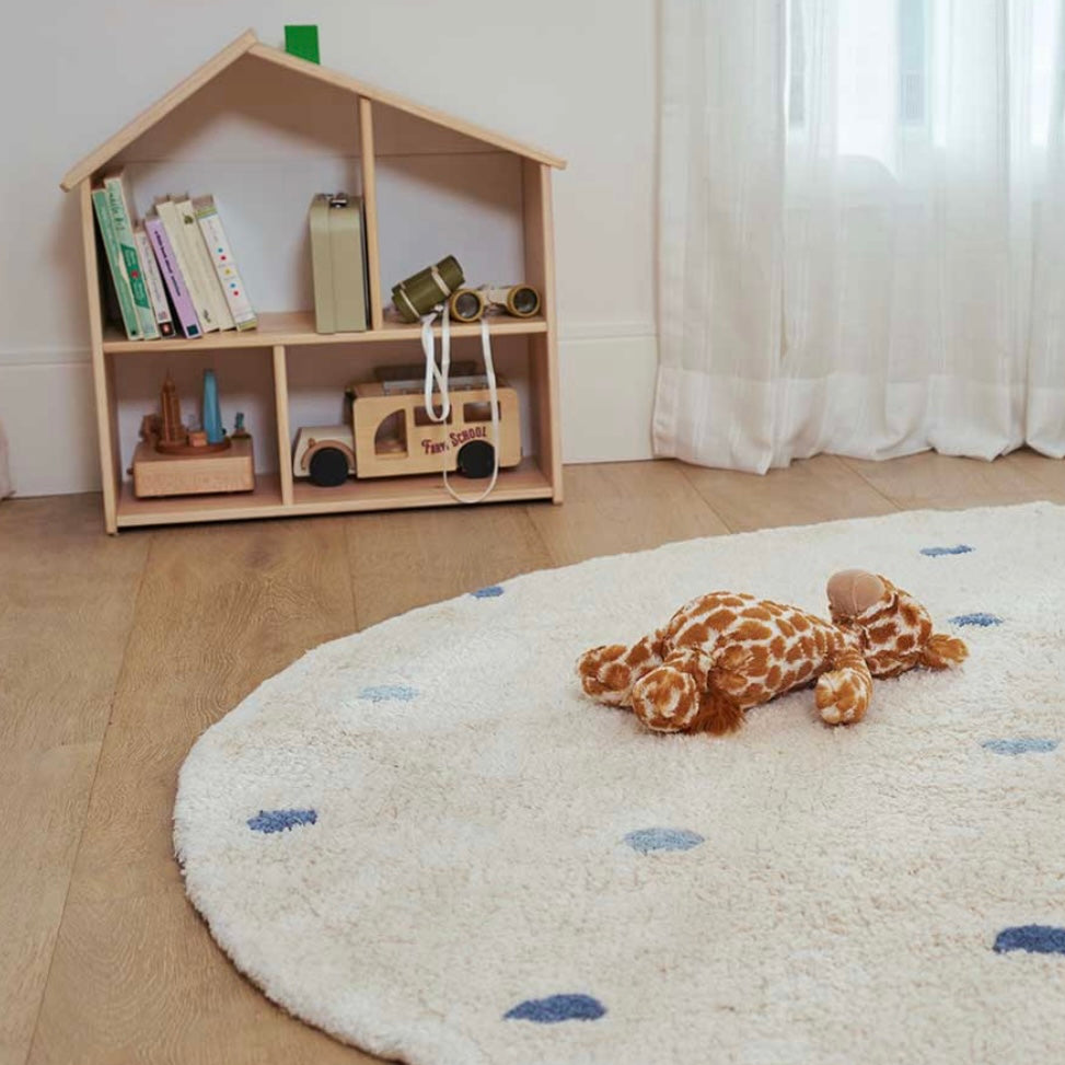 Sprinkle Washable Round Cotton Rug in Blue