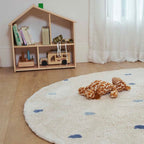 Sprinkle Washable Round Cotton Rug in Blue