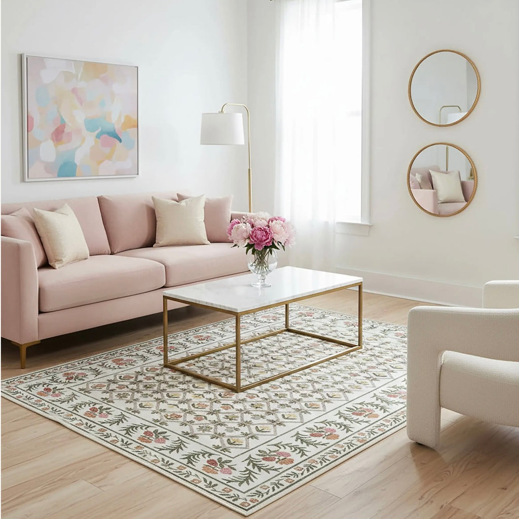 Evie Rug in Ivory/ Floral