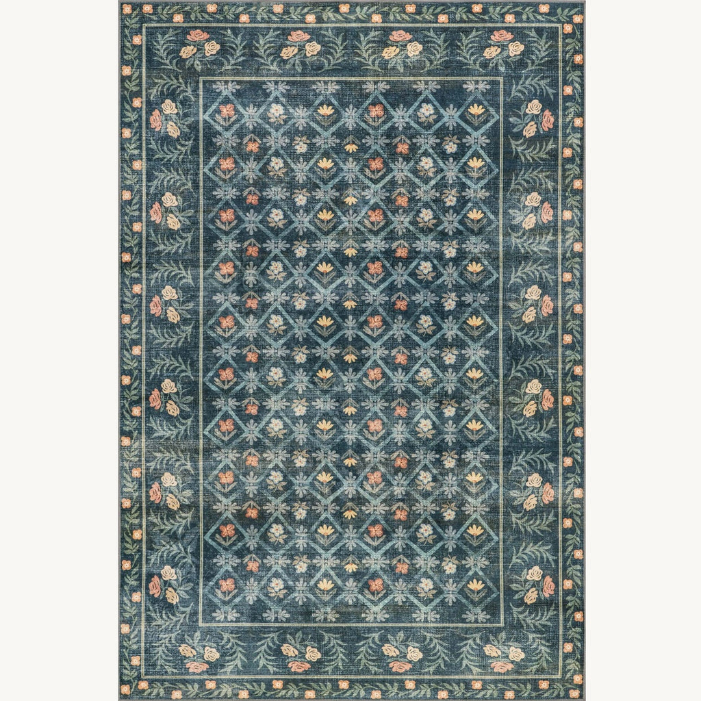Evie Rug in Teal/ Floral