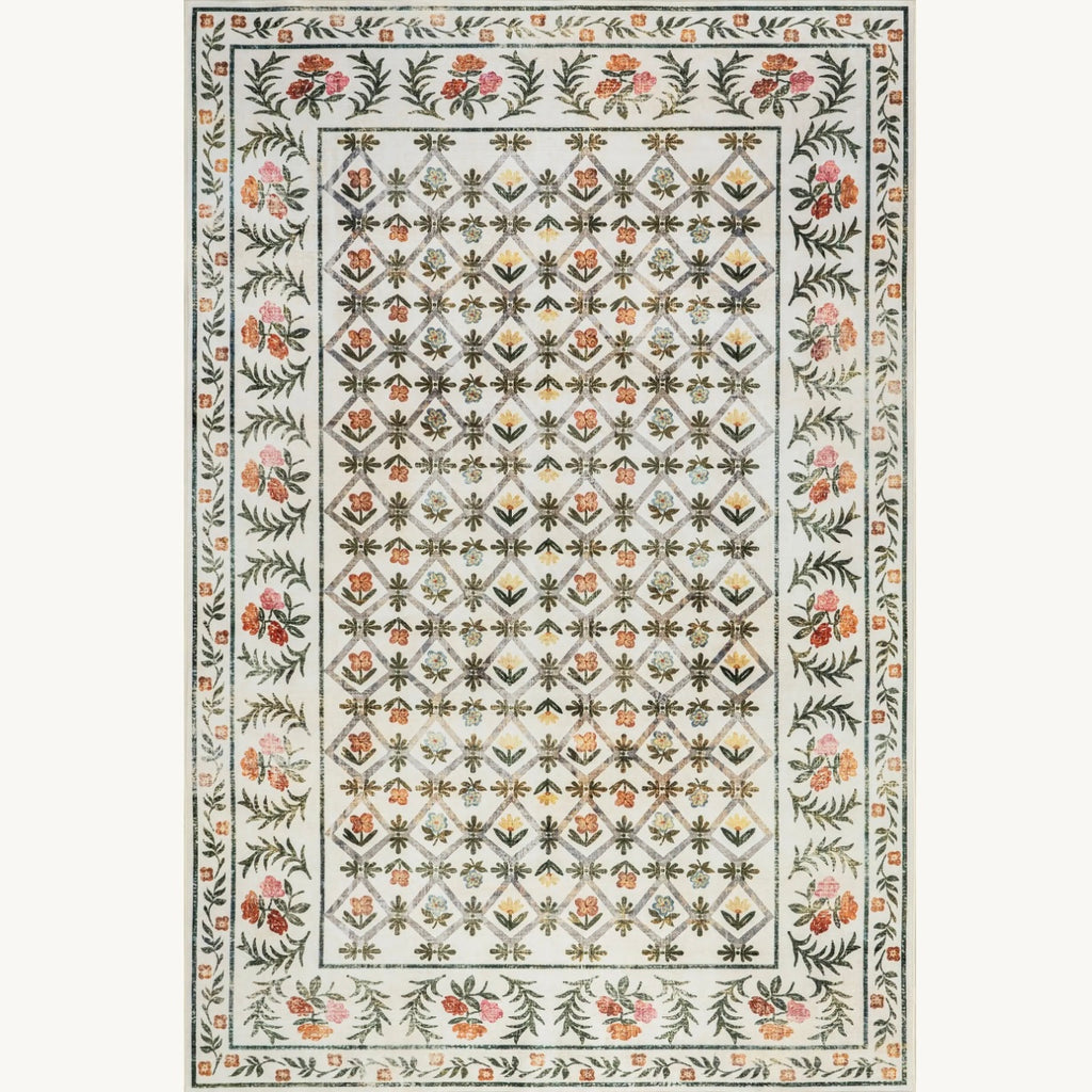 Evie Rug in Ivory/ Floral