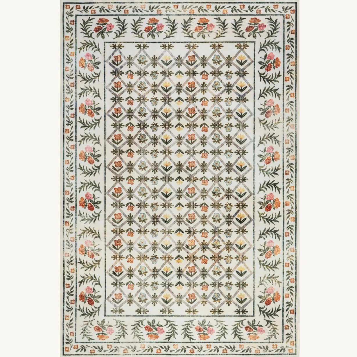 Evie Rug in Ivory/ Floral