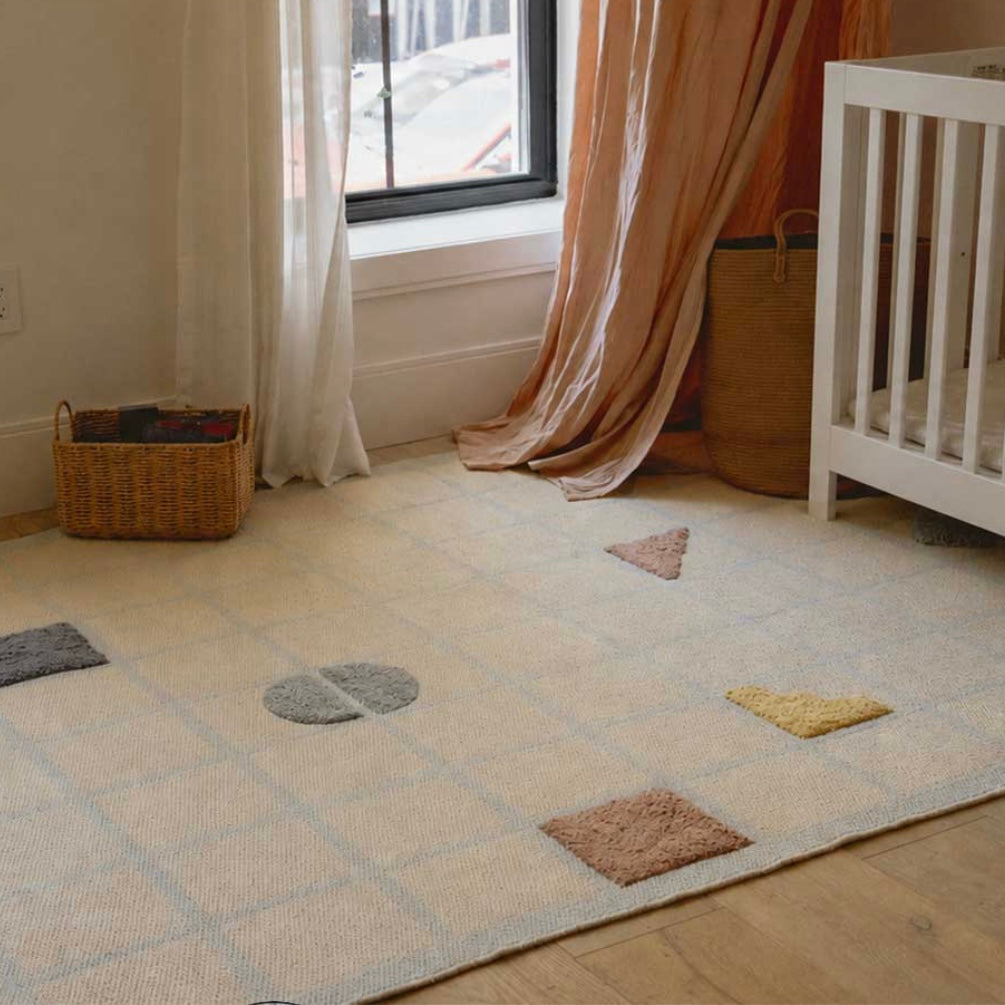 Playfield Organic Cotton Area Rug in Blue