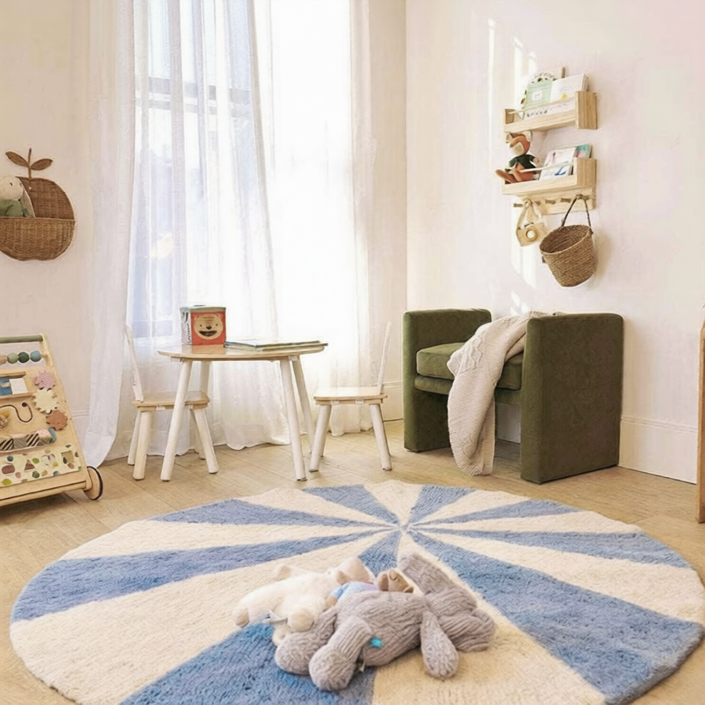 Beach Ball Washable Rug in Blue