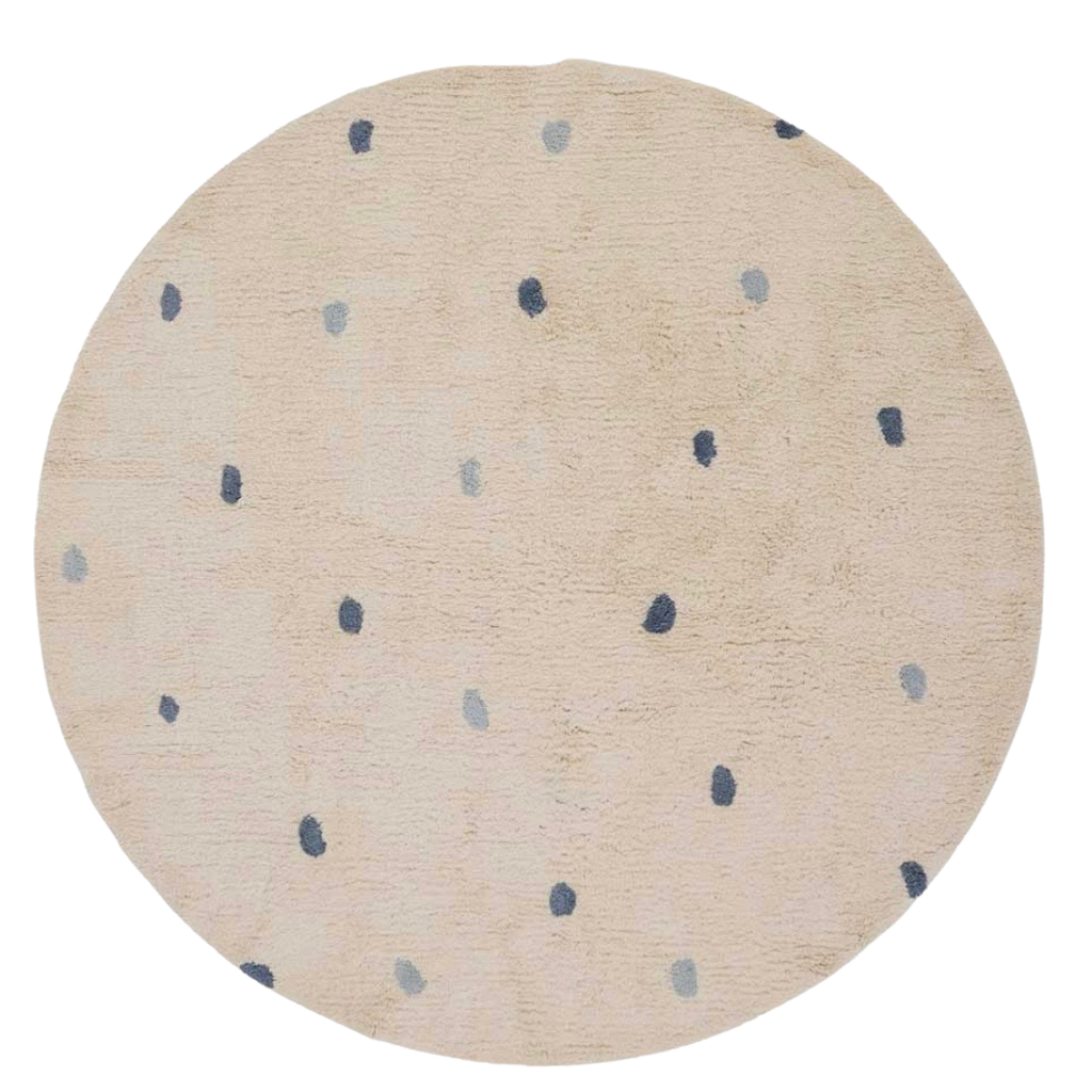 Sprinkle Washable Round Cotton Rug in Blue