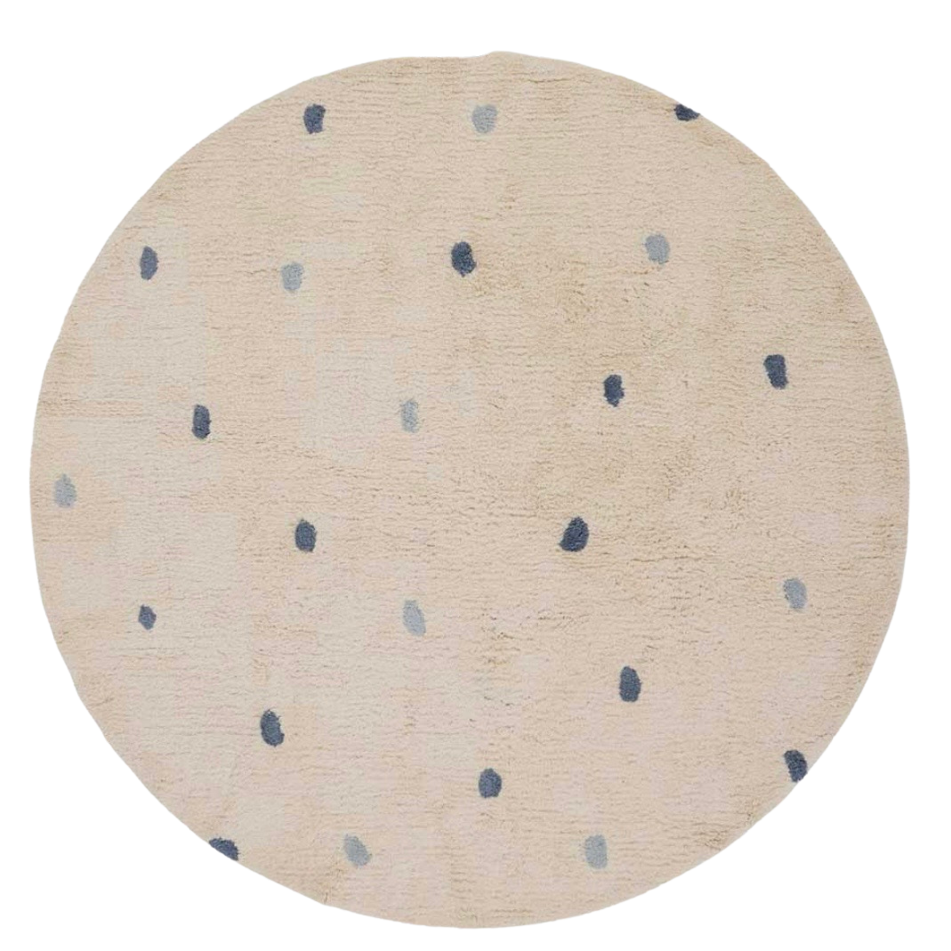 Sprinkle Washable Round Cotton Rug in Blue
