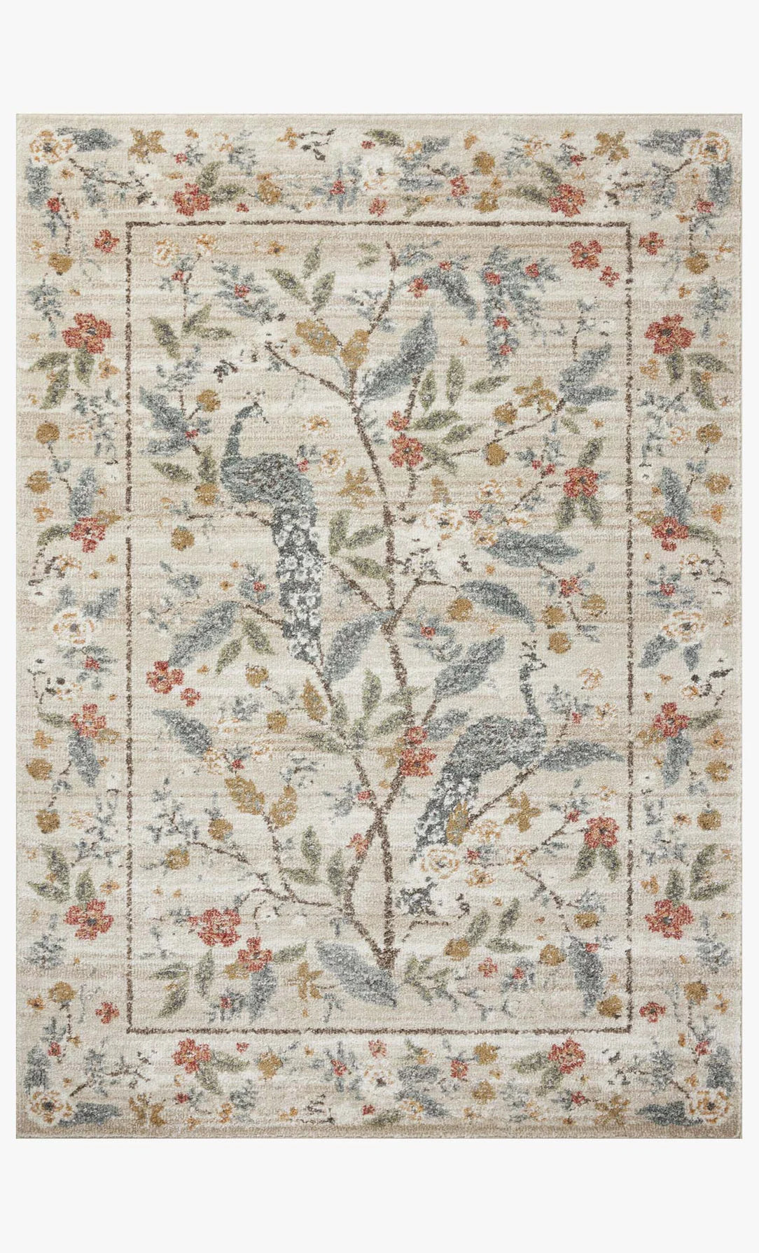 Peacock Promenade Rug in Cream