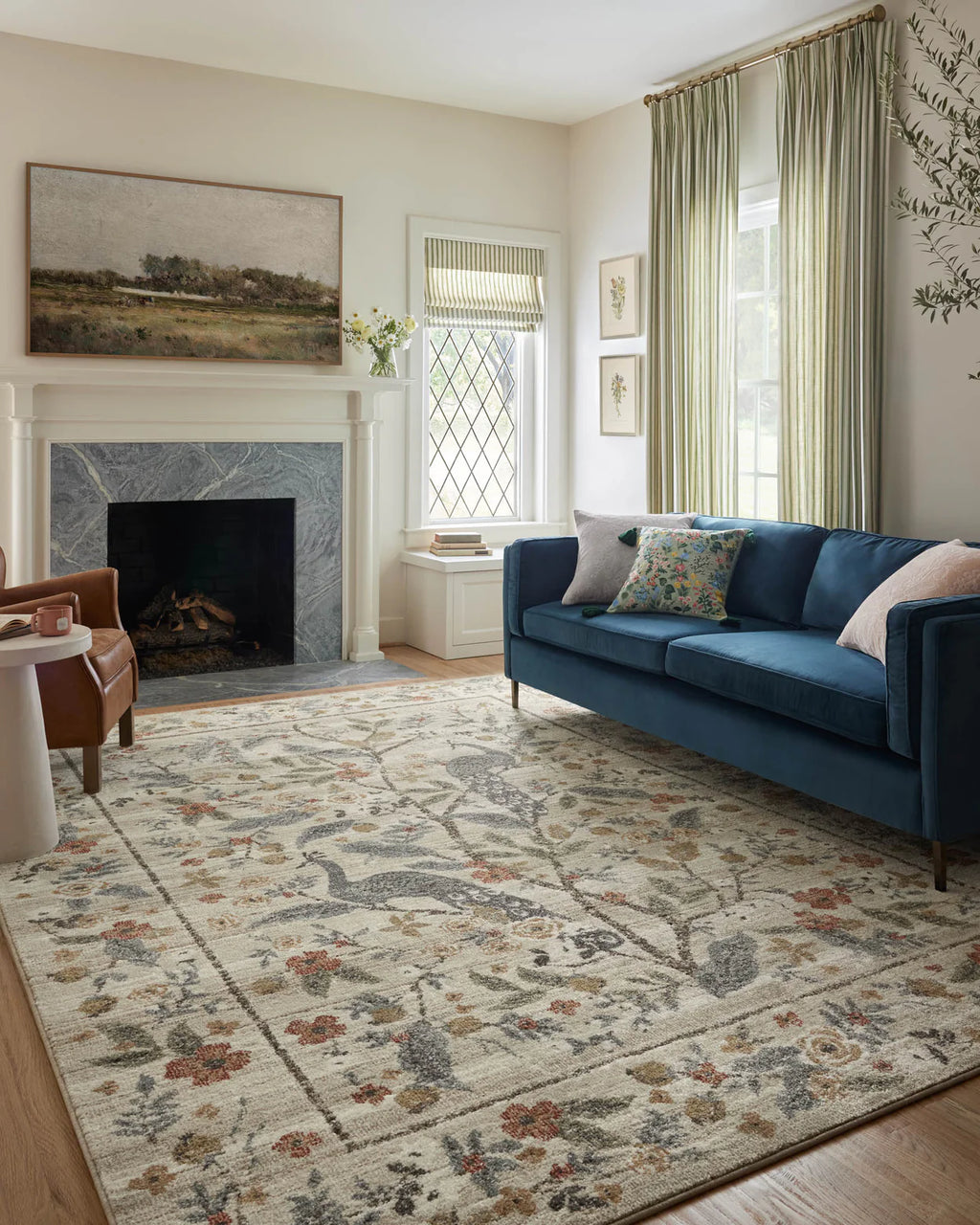 Peacock Promenade Rug in Cream