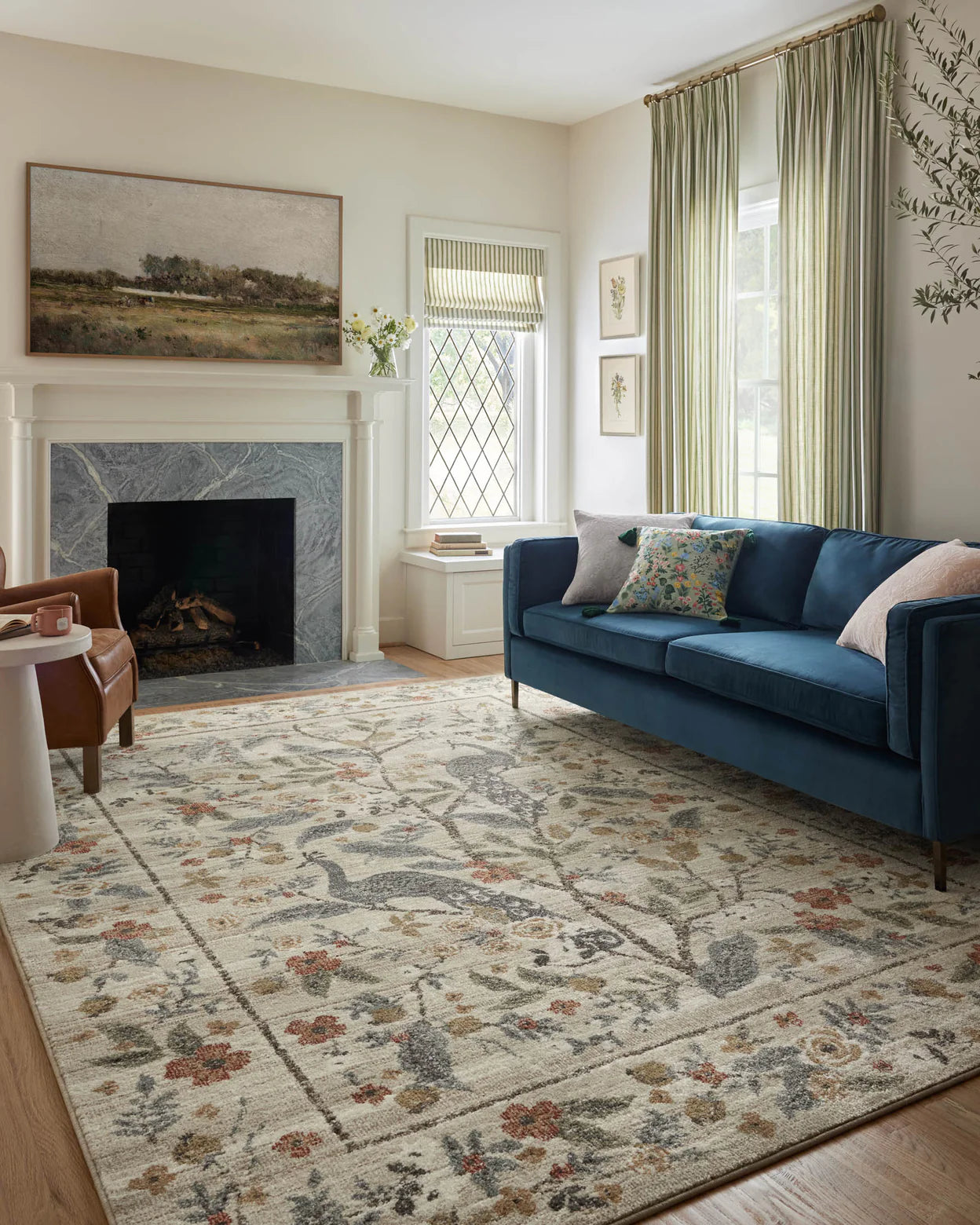 Peacock Promenade Rug in Cream