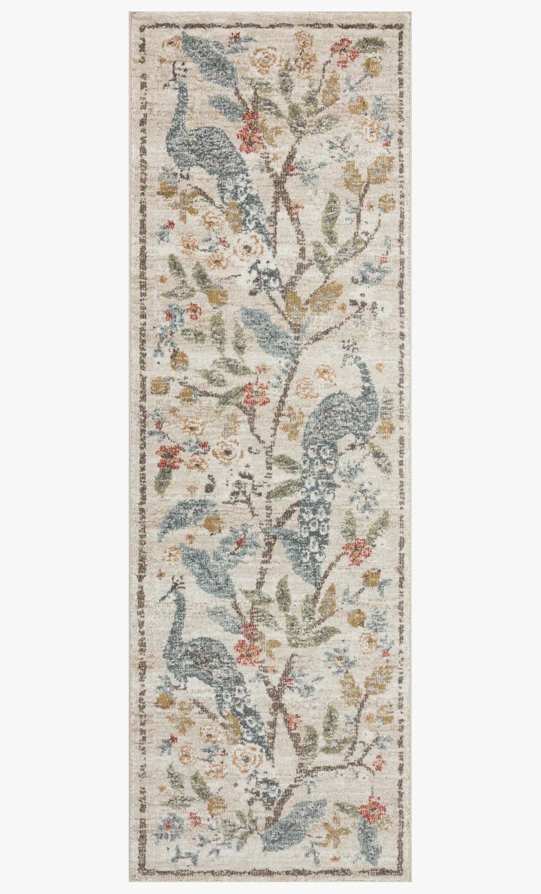 Peacock Promenade Rug in Cream