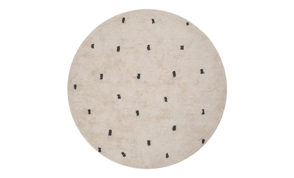 Sprinkle Washable Round Cotton Rug in Dark Grey