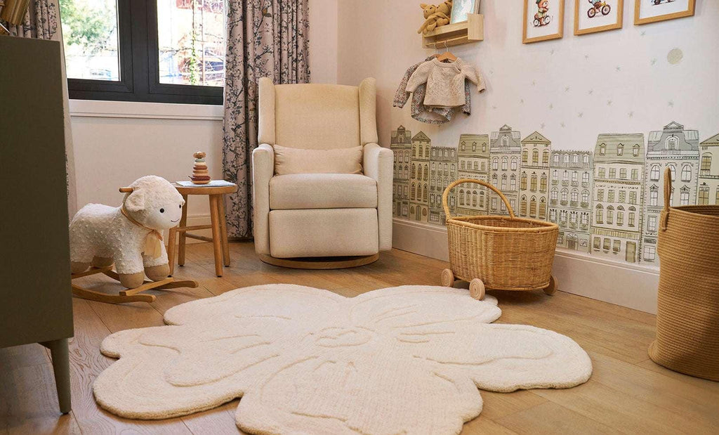 Blossom Washable Wool Rug in Ivory